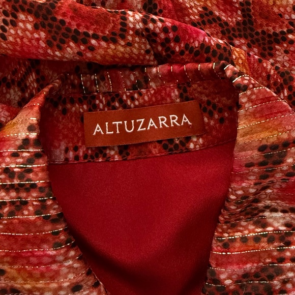 ALTUZARRA Narcissa Snake-Print Silk Crepe De Chine Shirt Dress in Red Brick 40 - Picture 6 of 10